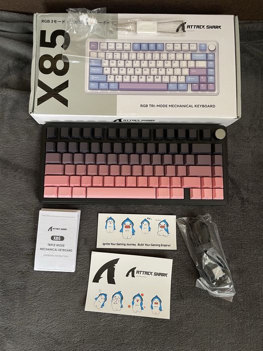 ATTACK SHARK X85 pink gradient + софт бездротова ігрова клавіатура механічна