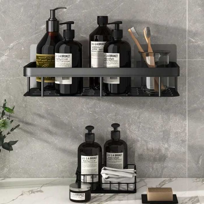 2 Szt Półka Pod Prysznic Czarna Loft Samoprzylepna Ścienna