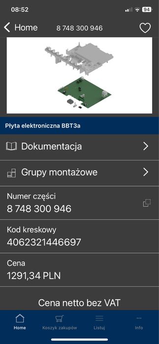 Plyta główna do Buderus U052, U054, U154