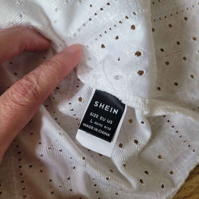 Біла літня блуза прошва Shein розмір L (40/42) мереживна кофточка