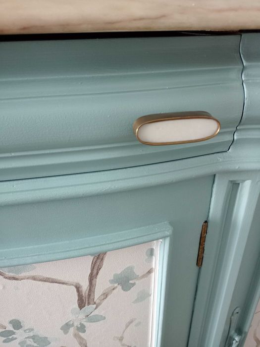 Aparador nogueira,azul,bege,branco.Tampo pedra.LER DESCRIÇÃO TOTAL !