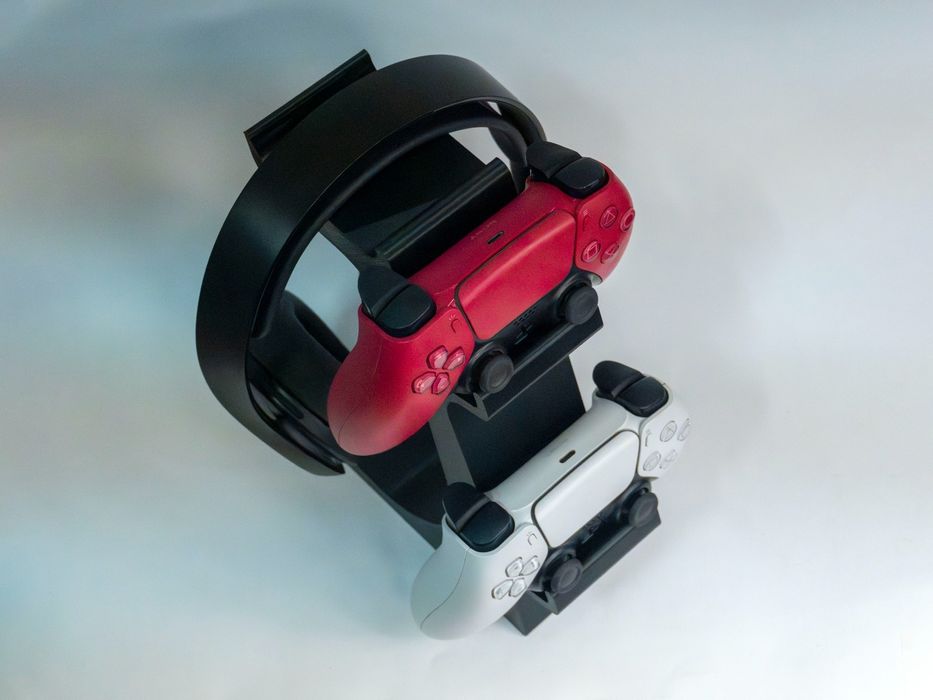 Suporte Gaming 3 em 1 – Headset + 2 Comandos (PS5 / Universal)