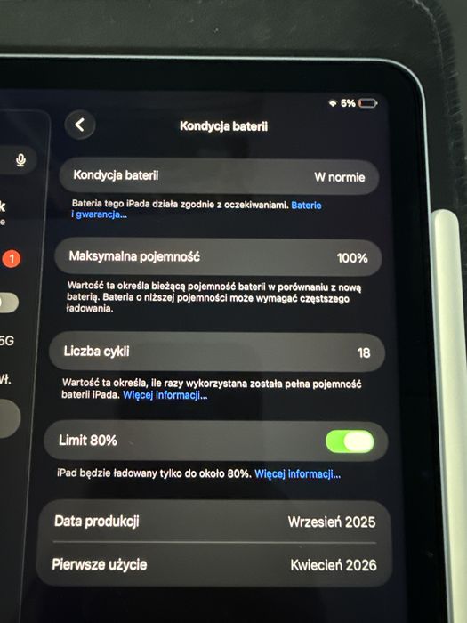 iPad AIR 2025 128GB + apple pencil + etui Smart Folio  (Jak nowy)