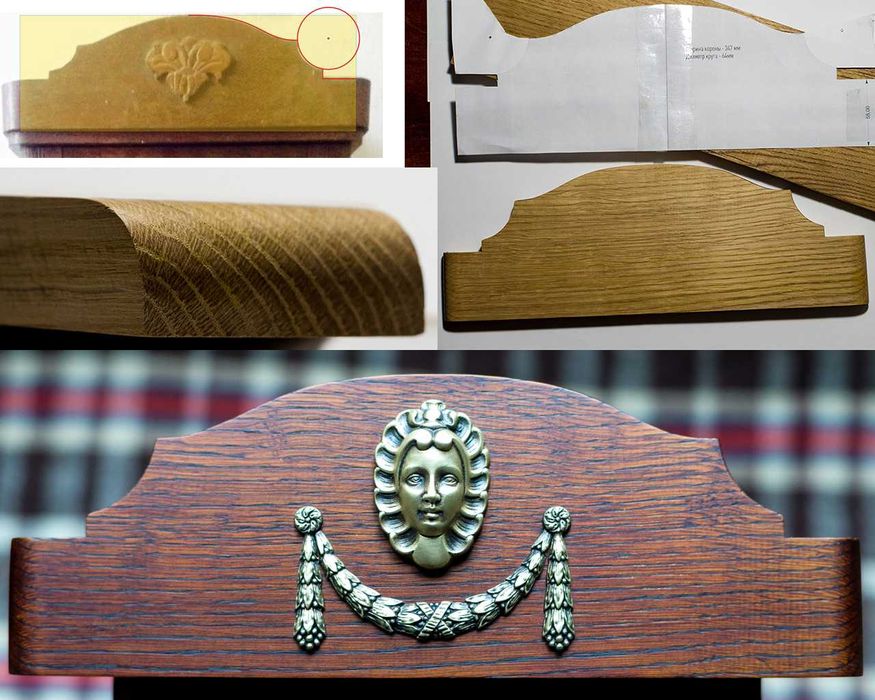 Циферблат настенных старинных часов, короны, шильдики, фацет - 3