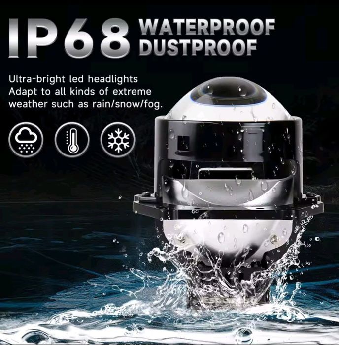 Комплект 1800грн Бі-LED лінзи в фари 2.5" / 3.0" — супер яскраві, IP68