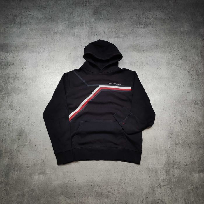 MĘSKA PREMIUM Granatowa Bluza z Kapturem Hoodie Tommy Hilfiger Logo