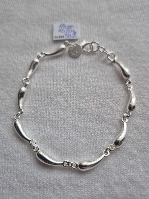 925 Grawer Posrebrzana jak Srebro Srebrna Bransoletka Łezka 19cm 4mm