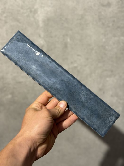 Płytki Monpelli navy 29,8 x 6,5 mix cegiełka STR połysk blue ściana