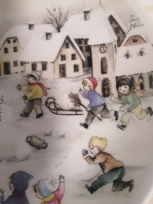 Посуда новогодняя, фарфор, ручная роспись