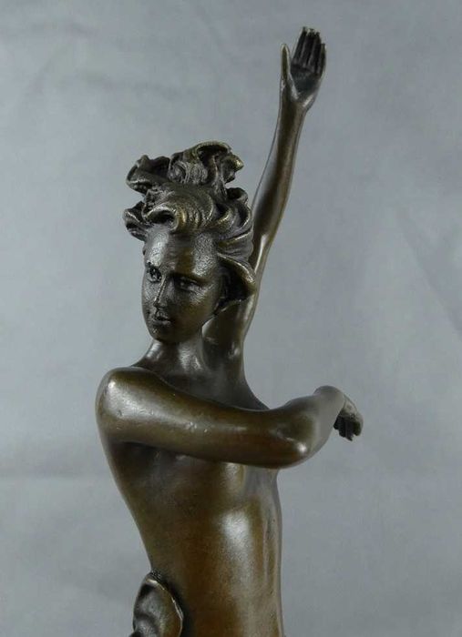 Figura TANCERKA Akt kobieta BRĄZ marmur RZEŹBA sygnowana pieczęć 36 cm