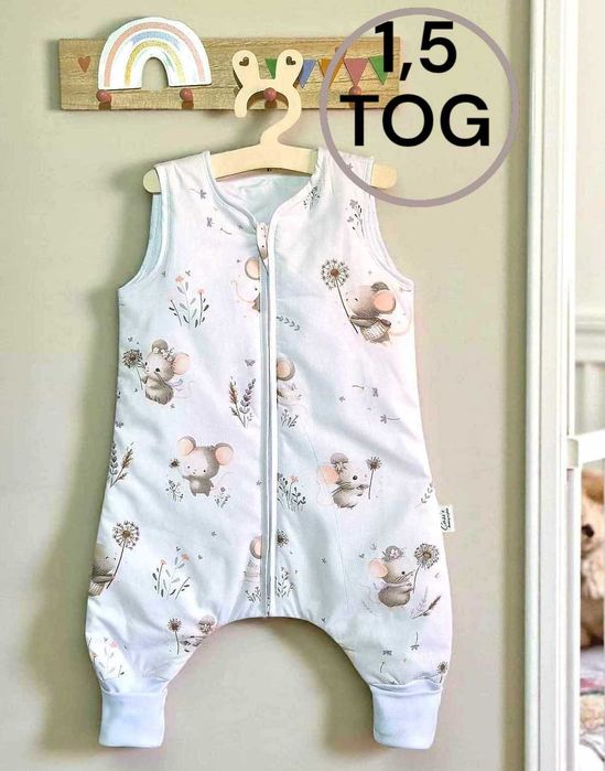 Śpiworek z nogawkami SKARPETA 1,5 tog rozmiar 86-92 wzór - Myszki