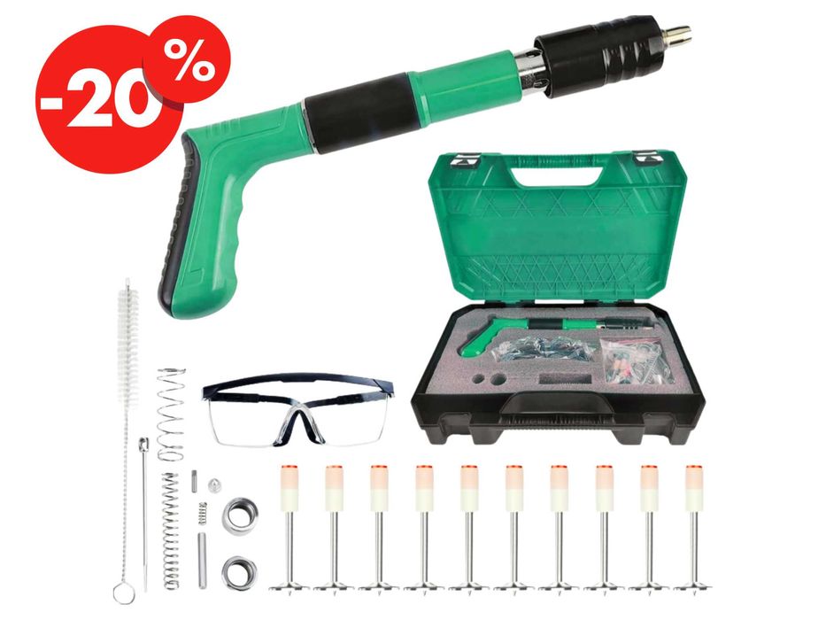 PISTOLET PNEUMATYCZNY Gwoździarka Ręczna Do Betonu Stali Drewna OKAZJA