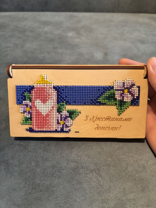 Дерев’яний конверт для грошей на хрещення