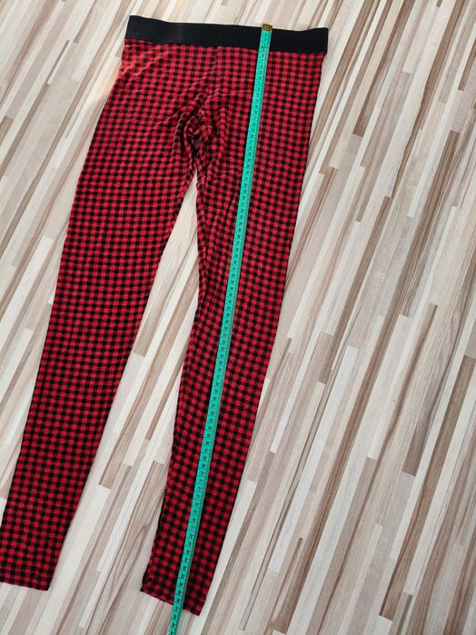 Legginsy damskie w kratkę, czerwone, Tezenis, S