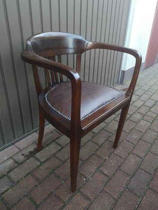 Stary Fotel Krzesło Dębowy Gabinetowy Secesja Antyk Po Renowacji.