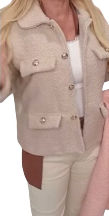 Piękny beżowy baranek na wiosnę rozmiar uniwersalny, nowy