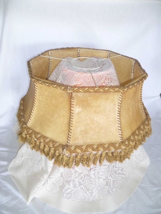 Abajur Candeeiro em Pele Ø 60cm ANTIGO anos 40 Alemanha Filme Museu