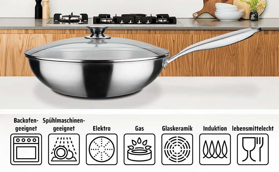 GSW 868402 Patelnia  32 cm stal nierdzewna do wszystkich kuchenek