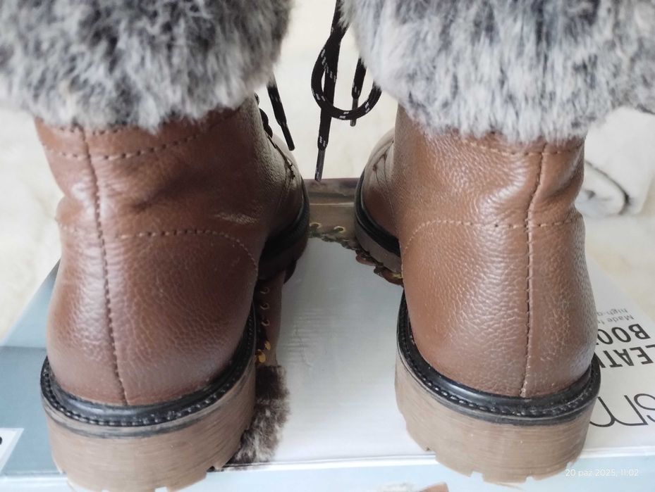 Buty skórzane, zimowe, damskie , r.38-sprzedam
