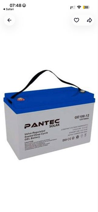 Продам Гелевий акумулятор Pantec 100-12 GEL 12V 100Ah