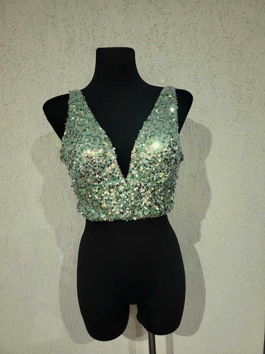 Krótki top miętowy 36 38