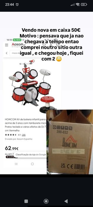 Bateria infantil com piano e microfone