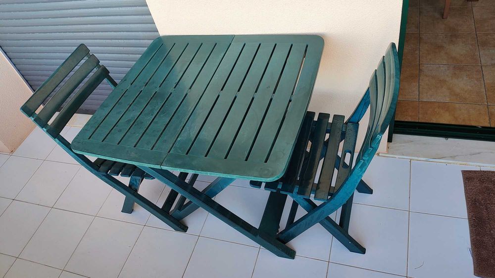 Conjunto bistrô para jardim 3 peças plástico verde