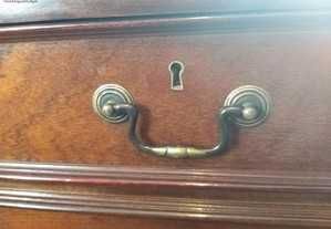 Secretária Pedestal Twin c/ Couro Verde/Ouro