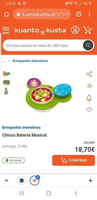 Bateria Chicco para bebé.
