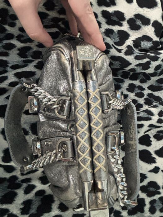 Versace silver Leather Madonna Framed Satchel Versace