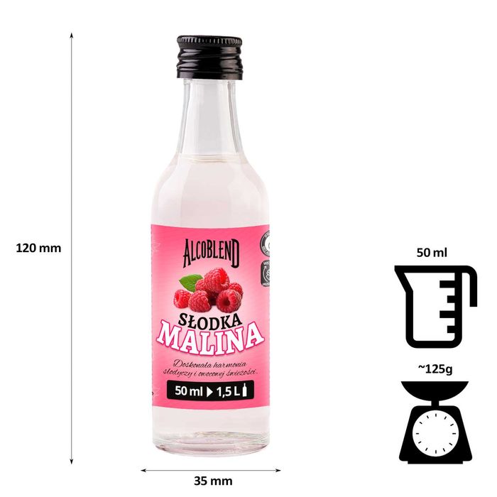 ZAPRAWKA esencja do alkoholu ALCOBLEND - SŁODKA MALINA 50 ml na 1,5 L