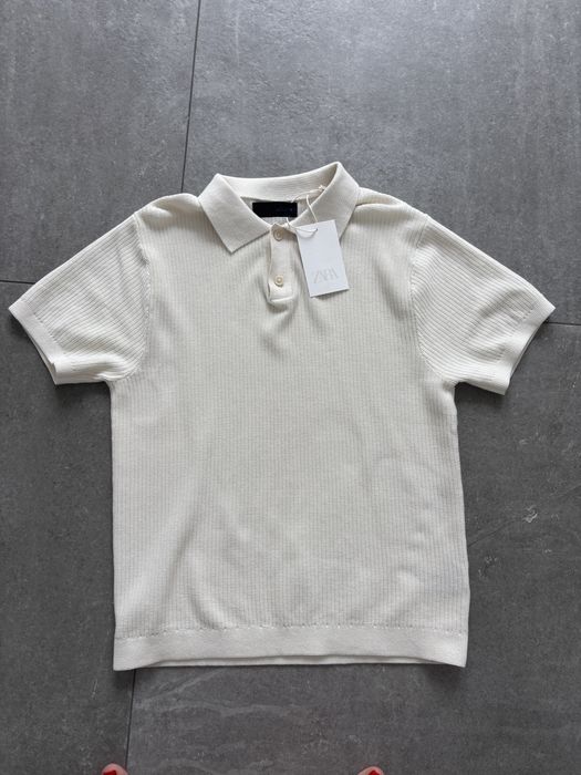 Sweterkowa koszulka polo Zara ecru r.164 nowa