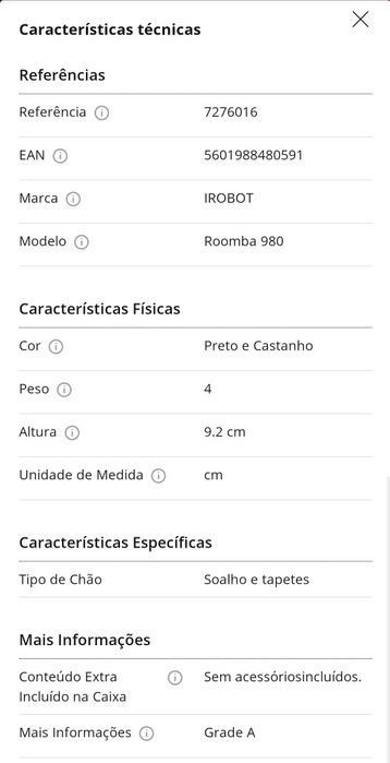 Aspirador Robô IROBOT Roomba 980 (Autonomia: 120 min)
