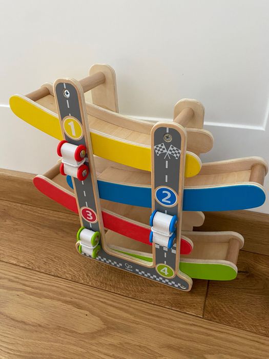 Hape tor wyścigowy zjeżdżalnia dla aut w pudełku stan idealny