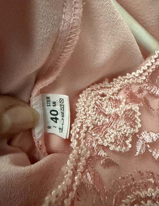 Sukienka maxi weselna Bosca 38 pudrowy róż