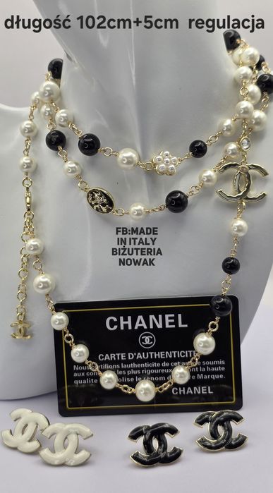 Naszyjnik korale sztuczne perły chanel 102cm