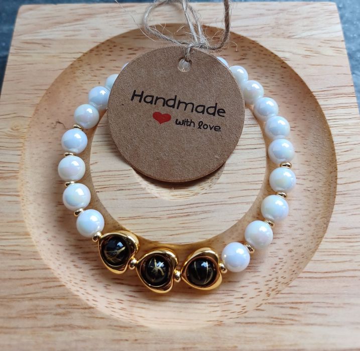 Bransoletka 2w1 z kamienia naturalnego Handmade