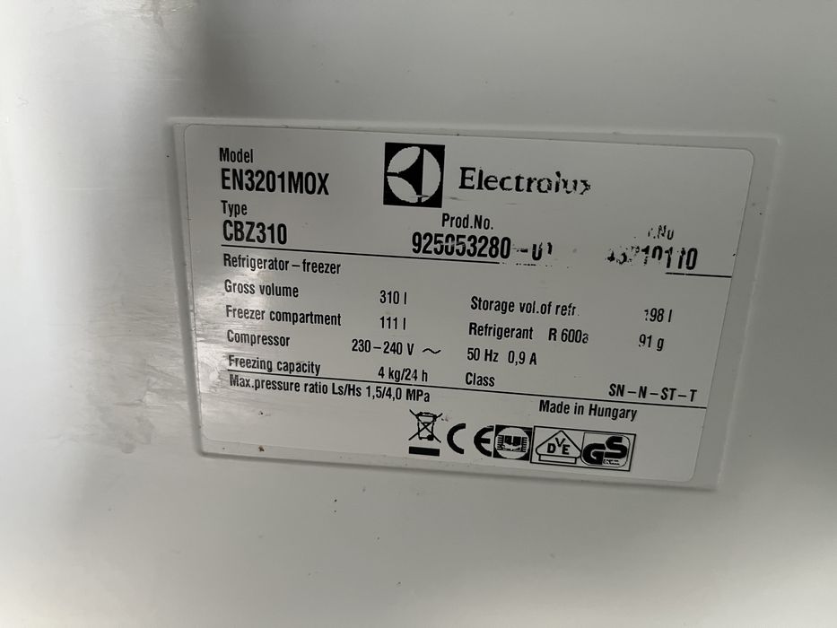 Lodówka Electrolux 170cm INOX, wolnostojaca chlodziarko-zamrazarka