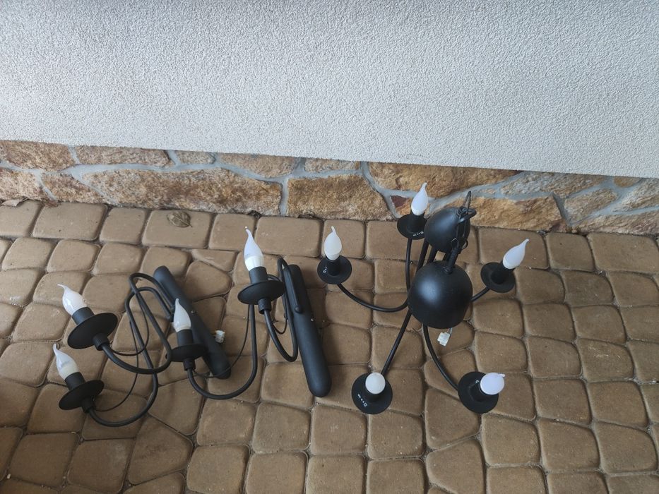 Żyrandol i 2 kinkiety zestaw kinkiet lampa wisząca salonowa do salonu
