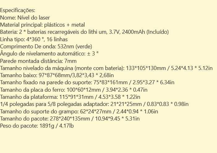 D47-Laser 360º 16 linhas  auto-nivelamento 2 baterias 3 tripés E MALA