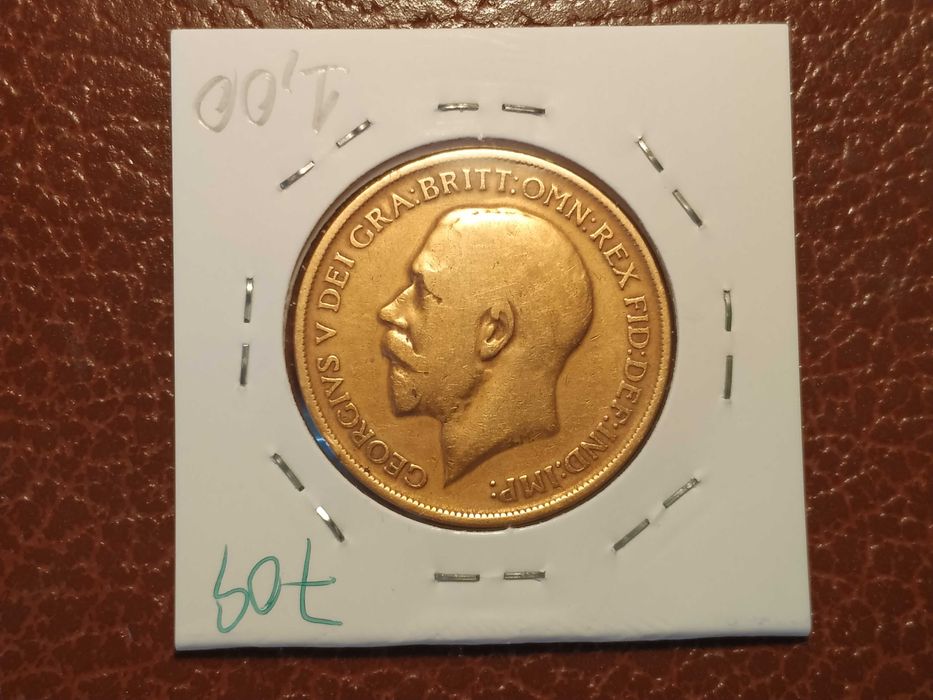 709 moeda de one penny de 1912 Georgivs V - Reino Unido