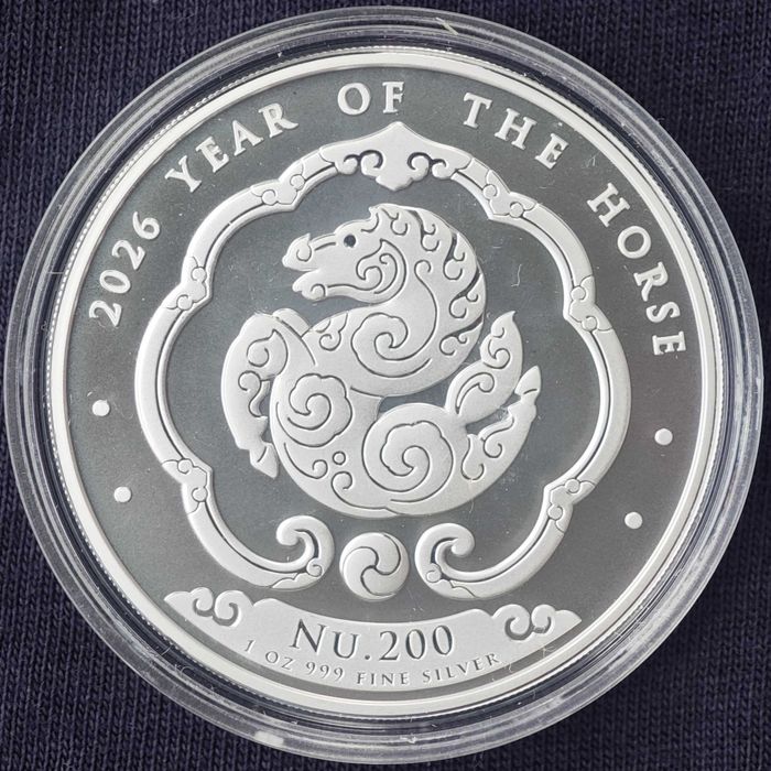 Инвестиционная серебряная монета Бутан: Лунар - год Лошади 2026 (1 OZ)