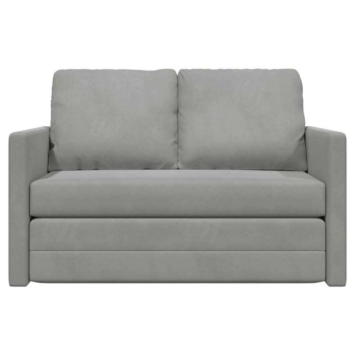 Sofa podłogowa 2-w-1, jasnoszara 122x204x55 cm, aksamit łóżko