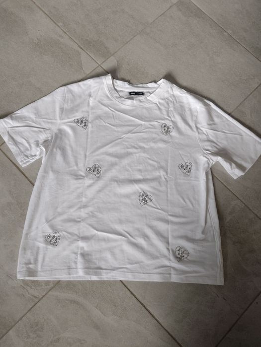 Biały t shirt L Sinsay