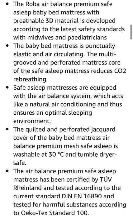 Colchão de recem-nascido Roba Safe Asleep 45x85(utilizado em next2me)