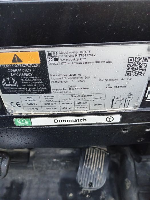 Wózek widłowy hyster 2021r 3.5t tylk6500 mth