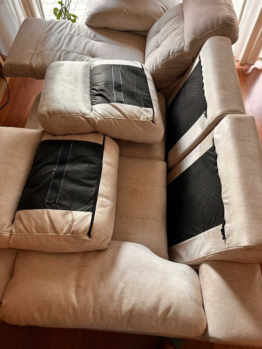 Sofá chaise long com Relax + Baú | Impermeabilizado | Como Novo