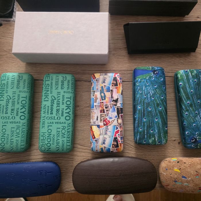 Etui na okulary Markowe & Wzorzyste (Prada, Ray-Ban, Ferrari, Jimmy Choo) + Ściereczki | NOWE
