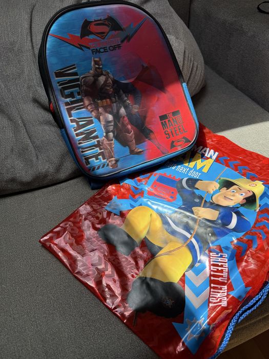 Zestaw hit superbohater strazak sam batman supermen torba plecak plecaczek torebka basen szkola przedszkole hit