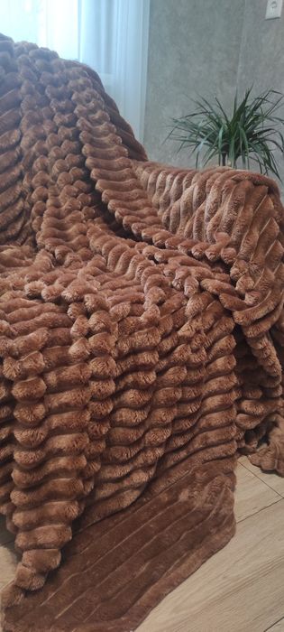 Плед шарпей королевский теплое покрывало полоска велюр євро